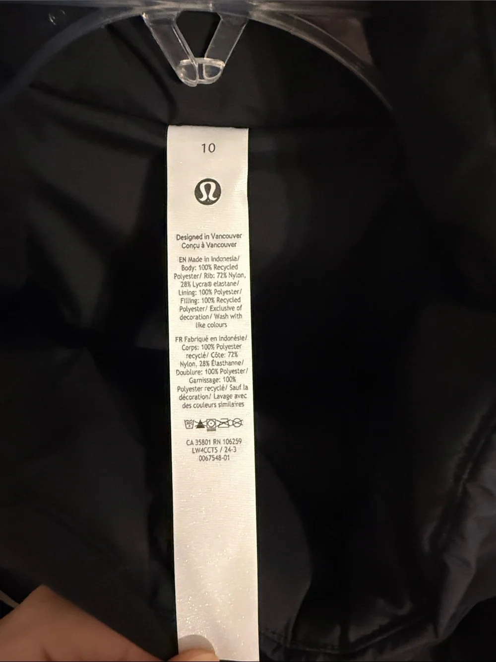 lululemon athletica Black Insulated Puffer Jacket with High Collar